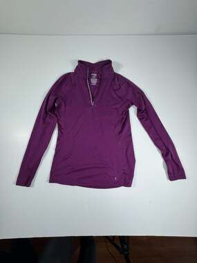 Danskin Now Dri-More Semi-Fitted Purple 1/2 Zip Athletic Long Sleeve Pullover Th